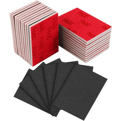 24 Pcs 3 x 4 Inch Sanding Sponge Set, 600 Grit Abrasive Sanding Pads Soft Foam Hand Sander Block Wet Dry Sandpaper for Wood Metal Drywall Furniture Paint Polishing - size: 24pcs 600 Grit, style: Aluminum