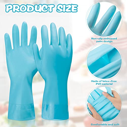 Rubber Reusable Gloves Long Household Dishwashing Gloves Kitchen Cleaning for Dishes Clean Gardening - color: Blue, Pink, Green, size: Large