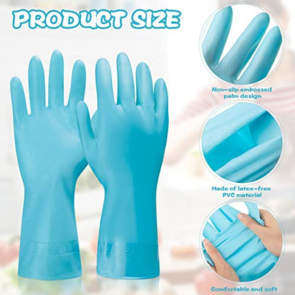 Rubber Reusable Gloves Long Household Dishwashing Gloves Kitchen Cleaning for Dishes Clean Gardening - color: Blue, Pink, Green, size: Large
