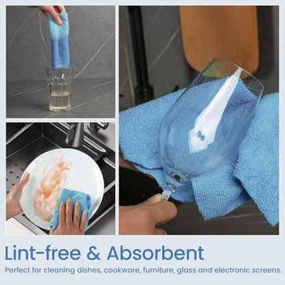 Greenfound Microfiber Cleaning Cloth Roll -80 Pack, 11.5x11.5, Tear Away Towels, Reusable and Washable Rags, Blue - color: Blue