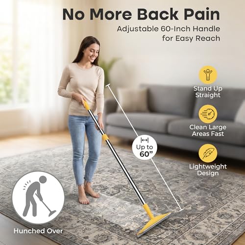 Carpet Rake for Pet Hair Removal – Reusable Cat & Dog Hair Remover Broom with Adjustable 60" Long Handle, Rug Rake Scraper for Carpet, Rugs, Mats, Upholstery & Couch Cleaning - color: Xtra