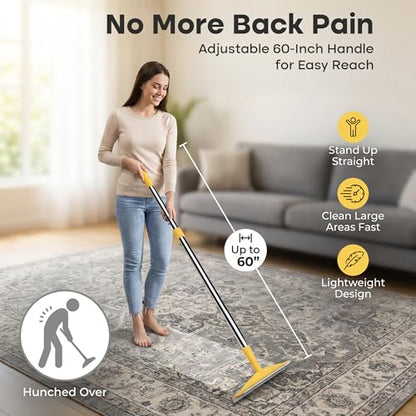 Carpet Rake for Pet Hair Removal – Reusable Cat & Dog Hair Remover Broom with Adjustable 60" Long Handle, Rug Rake Scraper for Carpet, Rugs, Mats, Upholstery & Couch Cleaning - color: Xtra