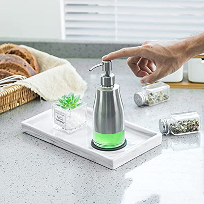 Gaussra Soap Dispenser with Coaster and Stickers, Brushed Nickel Stainless Steel Case Glass Liner Hand Pump Dispenser, Refillable Liquid Hand Soap Dispenser for Bathroom & Kitchen (11OZ / 320ML) - color: Brushed Nickel