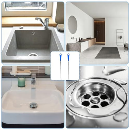 17 Inch Sink Drain Overflow Cleaning Brush Household Sewer Hair Catcher Bendable Long Pipe Cleaners Flexible Clog Remover Tool for Toilet Kitchen Shower Bathroom Tub Sewer