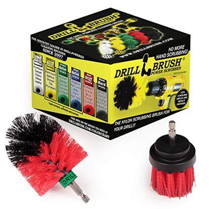 2 Piece Outdoor Cleaning Scrub Brushes - Siding Cleaning Brush Set - Brick and Stone Scrubbing Tools Set - Fireplace Cleaning Brushes - Deck and Patio Scrubbing Tools - Gutter Cleaning Tools for Home - color: Red
