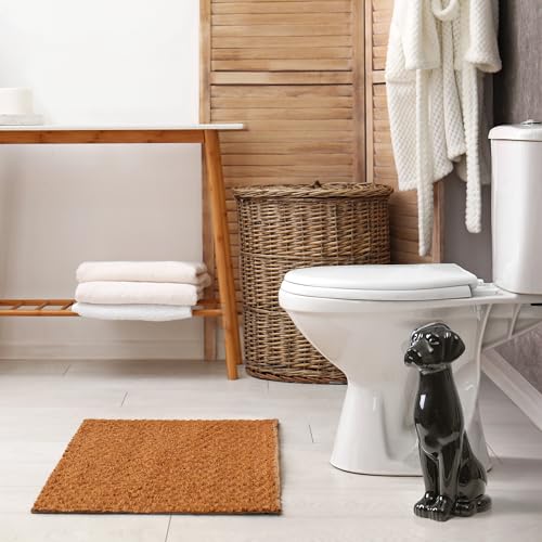 Black Labrador Ceramic Toilet Brush Holder with Plastic Brush Set by Allure Home Creation - color: Black Labrador