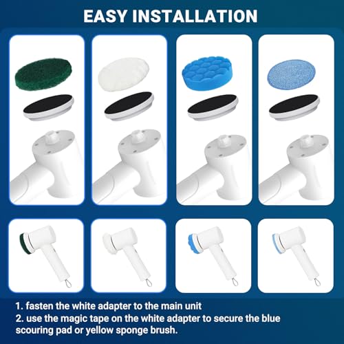 Replacement Brush Heads, 4-Pack Multi-Surface Spin Scrubber Heads for Cordless Electric Power Scrubber, Cleaning Pads for Bathroom, Kitchen, Tile, Bathtub, Car Detailing & Floor