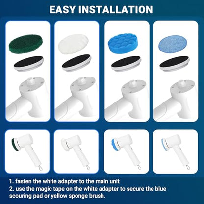 Replacement Brush Heads, 4-Pack Multi-Surface Spin Scrubber Heads for Cordless Electric Power Scrubber, Cleaning Pads for Bathroom, Kitchen, Tile, Bathtub, Car Detailing & Floor