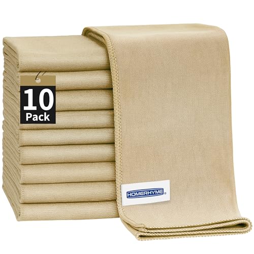 Microfiber Cleaning Cloth - 10 Pack Glasses Cleaning Cloth, 16" x 14" Window Cleaning Rags, Streak Free Lint Free Polishing Cloths Wipes for Eye Glass, Stainless Steel, Windshield, Beige - color: Beige, size: 16" x 14"