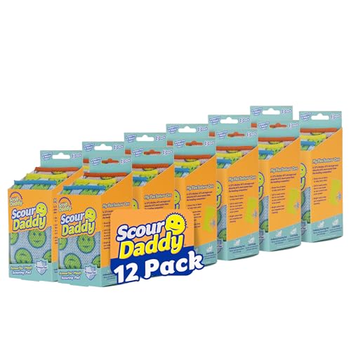 Scrub Daddy Scour Daddy Scouring Pad - Non Scratch Scouring Pad - Sponges for Dishes & Cleaning Supplies - Durable & Odor Resistant - 3 Count (12 Pack) - style: Scour Daddy