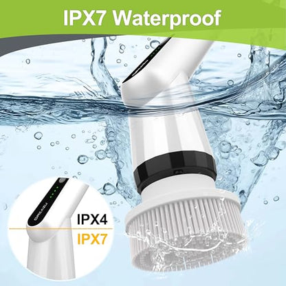 WKY-Electric Spin Scrubber - Upgraded 10-in-1 IPX7 Waterproof Shower Scrubber, Retractable Handle & 2-Speed for Toilet, Bathroom, Bathtub, Tile Floors