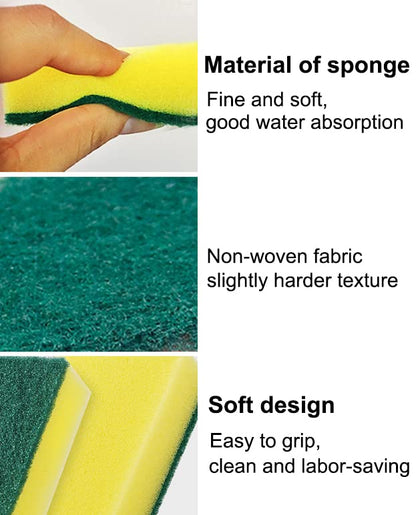 AKOAK 10 Pcs 3.9" x 2.8" x 1.2" Heavy Duty Scrub Sponge – Kitchen Dish, Sink and Bathroom Cleaning Scrubber Sponge