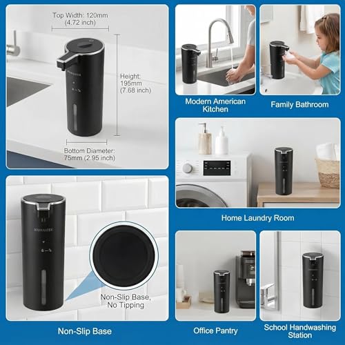 Touchless Automatic Liquid Soap Dispenser | USB Rechargeable Wall Mount 400ml Sensor Electric Hand Soap Dispenser Bathroom Kitchen Black - color: Black Liquid