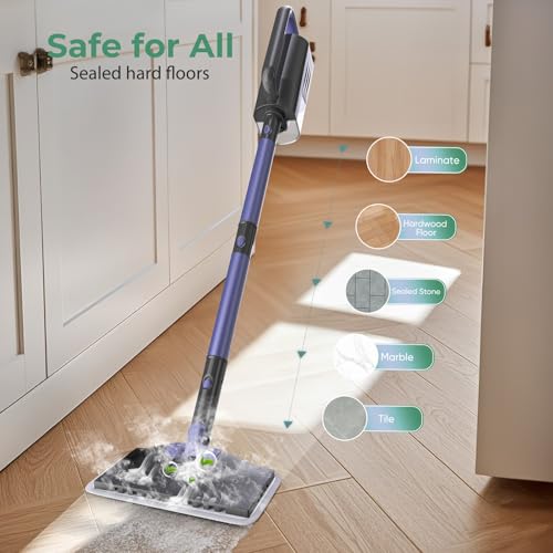 6-in-1 Steam Mop with Detachable Handheld Steamer Professional Steam Mop for Floor Cleaning, Sanitizing Steam Cleaner with Hot Vapor Technology Amethyst