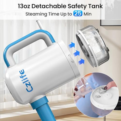 Czlife Z7 Steam Mop for Floor Cleaning, 13-in-1 Handheld Steam Cleaner for Home Tile Grout Hardwood Laminate Furniture Couch Clothes Carpet, Multi-Purpose Floor Steamer Machine, Corded (Blue)