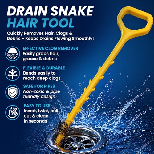 Drain Clog Remover, Drain Snake Hair Tool 20 inch Flexible Sink Drain Cleaner for Shower, Kitchen Pipe Unclogger, Plumbing Snake Hair Clog Remover Tool (Pack of 5) - style: 5 Pack