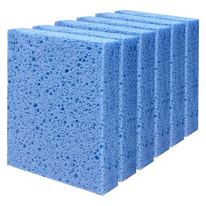 Cellulose Sponges, Large Size 4" x 6" x 1" - Heavy Duty Scrub Kitchen Sponge, Clean Tough Messes Without Scratching Kitchen Cleaning Pads, Pop Up Eco DIY (6 Pack), Blue - color: Blue