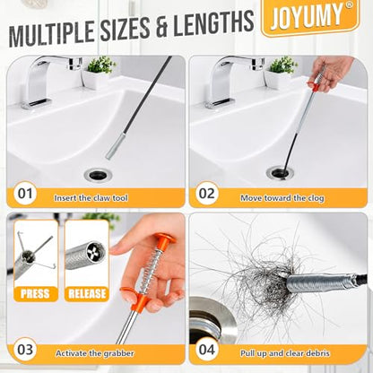 10PCS Drain Snake Kit, 63" Heavy Duty Plumbing Auger, 60" Sink Snake Brush, 20" Clog Remover, 18" Cleaning Brush with Gloves, Pipe Cleaner for Kitchen Sink, Bathtub, Toilet, Sewer Drainage - style: Pack of 10PCS