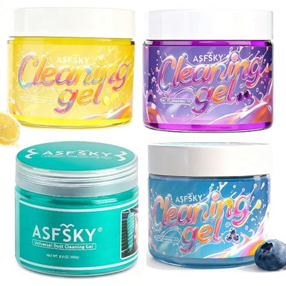ASFSKY Car Cleaning Gel (Grape,Lemon,Blueberry,Hami) Cleaning Putty Universal Dust Cleaning Car Interior Cleaner Keyboard Dust Remover Car Slime Gifts for Men Women Girl