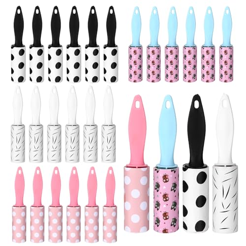 24 Pcs Mini Lint Roller Travel Size Portable Travel Lint Roller for Purse Pet Hair Clothes Furniture Car Compact Lint Bursh Sticky Small Cat Hair Removal Tool Gifts 720 Sheet - size: 24PCS-720 Sheet