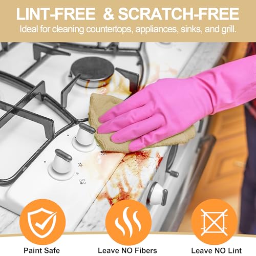 Microfiber Cleaning Cloth, 12 Pack Biege Cleaning Rags,12" X 11" Lint Free Dish Towels Wash Cloths, Reusable Microfiber Towels for Home and Kitchen Bathroom Apartment Cleaning Supplies - color: Beige, size: 12 Pack