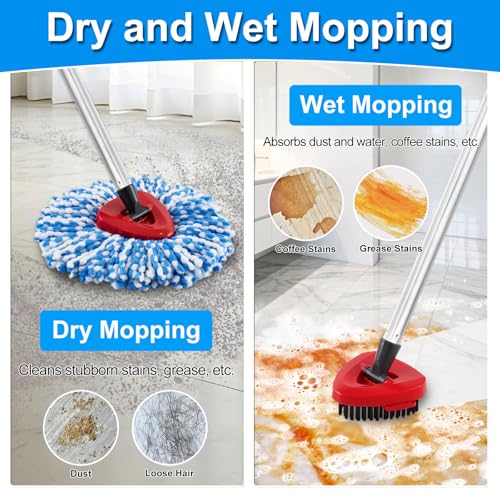 4 Pack Spin Mop Replacement Head for O Cedar RinseClean 2-Tank System, Mop Heads Replacements for Ocedar, Includes 2 Spin mop Refills, 1 Scrubber Mopping Head and 1 Mops Base(Not Include Bucket) - size: 2 Tank-4pack