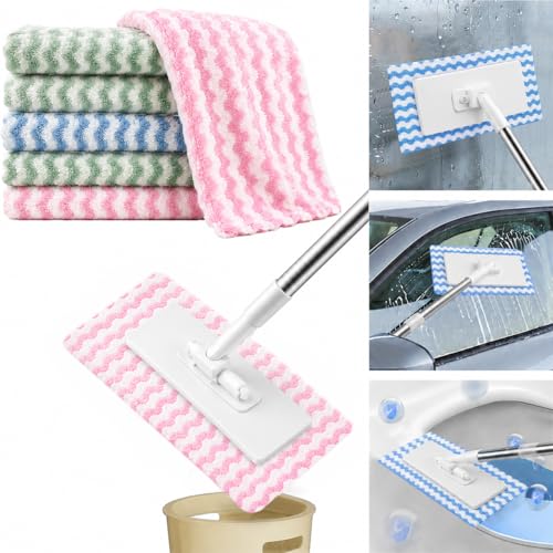 Hands Free Flat Mop Mini Mop Cloth Changing Replacement Package Microfiber Cleaning Cloth, Soft Absorbent Rags Replacement 10 Cleaning Cloths Easy Cleaning - color: 10*cloth