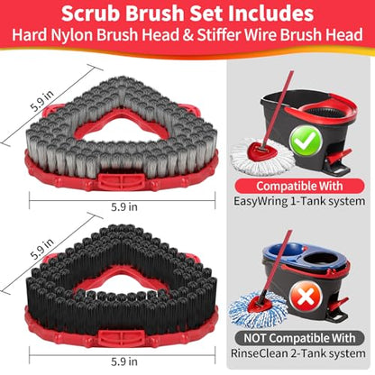 2 Pack Scrub Brush Heads for O ceda Scrubber Mop EasyWring 1-Tank | Stainless Steel & Nylon Bristles, Tile, Bathroom, Kitchen, Deck, Garage Floor, Deep Cleaning - size: Scrub Brush-1TANK-SET