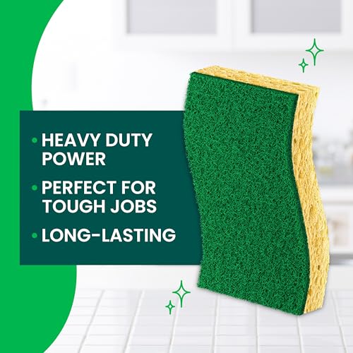 Scotch-Brite Heavy Duty Scrub Sponge, 6 Kitchen Sponges Designed for Tough Messes in the Kitchen that Last 3X Longer*, Best for Cast Iron Skillets and Outdoor Grills, Flexible, Durable, and Strong | Designed for Tough Messes, Last 3X Longer, Best for Cast