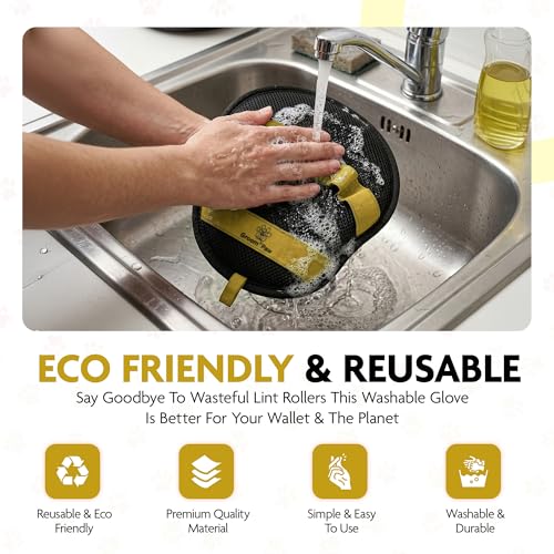 Pet Hair Removal Glove | Cats and Dogs | Reusable Electrostatic Fur Remover with Upgraded Dual-Directional Bristles | Non-Slip Finger Loop Design for Laundry, Furniture, Clothes, Couch & Car (Yellow) - color: Yellow