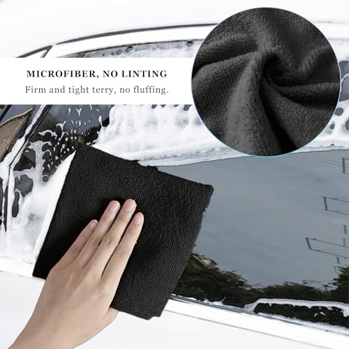50PCS Microfiber Towel Roll, 12×11.6 inch Washable Tear Away Cleaning Cloth, Reusable Ultra Absorbent Rags Scratch Free Quick Drying Towel Roll, Lint-Free Cloth for Car (Black) - color: Black