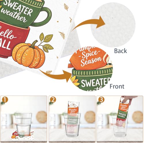 Fall Swedish Dishcloths for Kitchen, 6 Pack Hello Pumpkin Reusable Cellulose Sponge Paper Towels Washable, Absorbent Fast Drying Swedish Dish Cloth for Home Cleaning - style: Hello Pumpkin