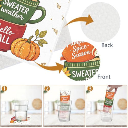 Fall Swedish Dishcloths for Kitchen, 6 Pack Hello Pumpkin Reusable Cellulose Sponge Paper Towels Washable, Absorbent Fast Drying Swedish Dish Cloth for Home Cleaning - style: Hello Pumpkin
