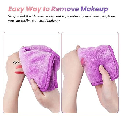 8 Pack Makeup Remover Cloth,13x7 Inch Reusable Makeup Remover Towels, Ultra Soft Microfiber Face Cloth Reusable Facial Washcloths, 4 Colors - color: Pink