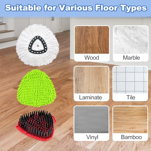 Mop Replace Heads for O Cedar Easywring 1 Tank Spin Mop Heads Replacement for Ocedar Mops Refill Sets Include 4 Pack Mopping Refills, 1 Pack Scrubber Brush & 1 Disc Base to Dry and Wet Floor Cleaning - size: for Ocedar 1 Tank