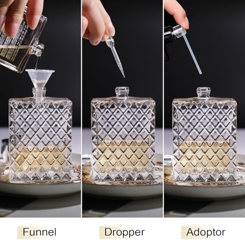Vintage Glass Spray Bottle - Refillable Perfume Atomizer, Empty Perfume Bottles with 3 Dispensers (100ml/3.4 Oz) - style: vintage 100ml