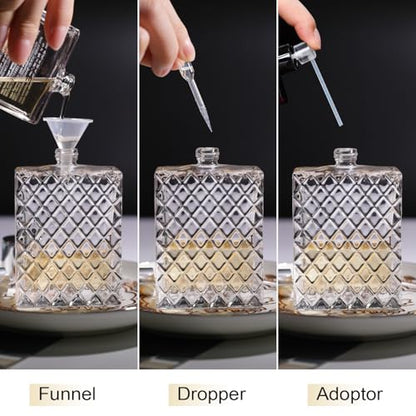 Vintage Glass Spray Bottle - Refillable Perfume Atomizer, Empty Perfume Bottles with 3 Dispensers (100ml/3.4 Oz) - style: vintage 100ml