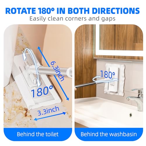 No-Touch Disposable Dust Mop with 5 Reusable Cloths, Mini Lazy Mop Wet and Dry Sweeper, Hands-Free Press Lock Flat Mop for Small Spaces, 1 Second Installation - color: 1 Pack With 5 Reusable Cloths