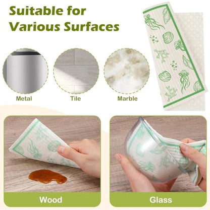 6 Packs Swedish Paper Cloths for Kitchen, Reusable Paper Towels Washable Dish Rags, Highly Absorbent Kitchen Towels Quick Drying Swedish Sponge Cleaning Dish Cloths (Ocean Series) - color: Ocean Series