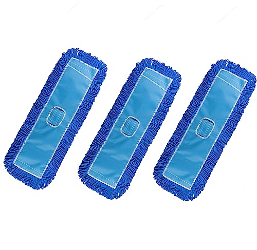 Matthew 24'' Microfiber Loop Dust Mop Washable Commercial&Residential Heavy Duty Mop Head Replacement Premium Absorbent Industrial Dust Mop Refill Pads for Hardwood, Office,Garage and Hotel -3Pack - color: Blue(microfiber Loop-end), size: 24'' 3 Pack