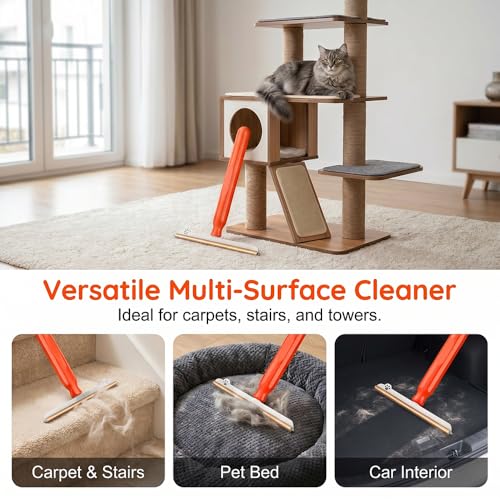Carpet Rake for Pet Hair Removal, Dog and Cat Hair Remover Tool, Handled Fur Remover Rake for Carpets, Rugs, Mats, Couch, Car Interiors (1)