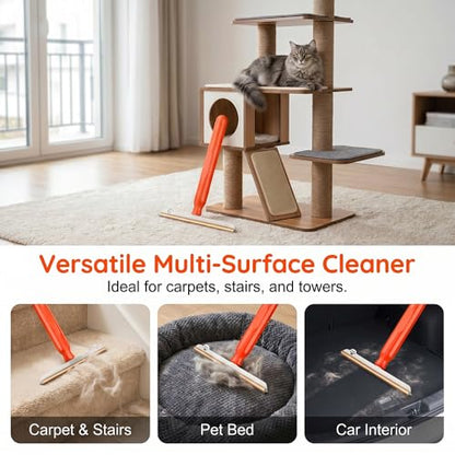 Carpet Rake for Pet Hair Removal, Dog and Cat Hair Remover Tool, Handled Fur Remover Rake for Carpets, Rugs, Mats, Couch, Car Interiors (1)