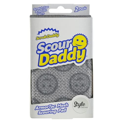 Scrub Daddy Scour Daddy Style, Scourers Non Scratch Scrubbing Sponge, Scouring Pads, Kitchen Sponges for Dishes, Dishwashing Pan Scrubber, Cleaning Supplies, Dish Sponges for Washing up, Pack of 2 - size: 2 Count (Pack of 1)