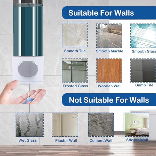 Wall Mounted Hand Soap Dispenser, Single 400ml Shampoo and Conditioner Dispenser, Bathroom Shower Dispenser Gel Container Dispenser and Organizer for Bathroom Kitchen Hotel (White) - color: White