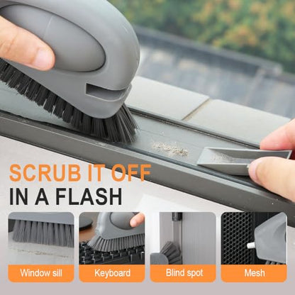 2 in 1 Groove Cleaning Brush with Air-Blowing, Window Track Cleaning Tools, Multifunction Window Track Cleaner with Hard Bristle Scraper, Crevice Brush for Sliding Door Track, Window Seal, Sill (2PC) - color: 2pc