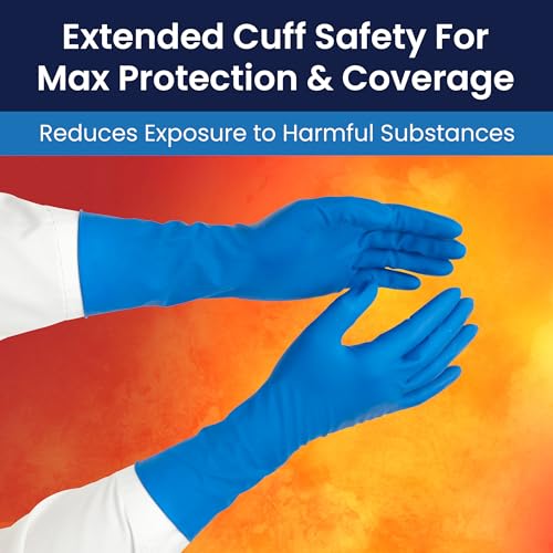 Adenna HERO Disposable Latex Gloves - 14 Mil, NFPA-Approved Heavy Duty Glove with 12" Extended Cuff & Micro-Textured Grip, Exam Grade, Powder Free, Case of 500, 2X-Large, Blue - size: 2X-Large (Case of 500)