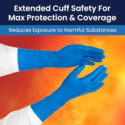 Adenna HER002 Hero 14 mil Powder-Free Latex Gloves, Extended Cuff, Medical Grade, Blue, Small, Box of 50 - size: Small (Pack of 50)