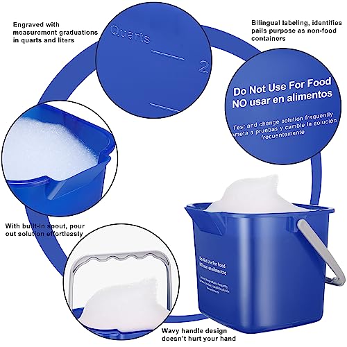 Roshtia 6 Pcs 3 Quart Cleaning Bucket Small Sanitizing Square Bucket Detergent Pail for Home Commercial Restaurant Kitchen Office School (Dark Blue) - color: Dark Blue