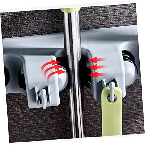 5 Buckle Mop Holder Wall Mount Broom Squeegee Rack Home Kitchen Bathroom Organizer 6 Hooks Plastic