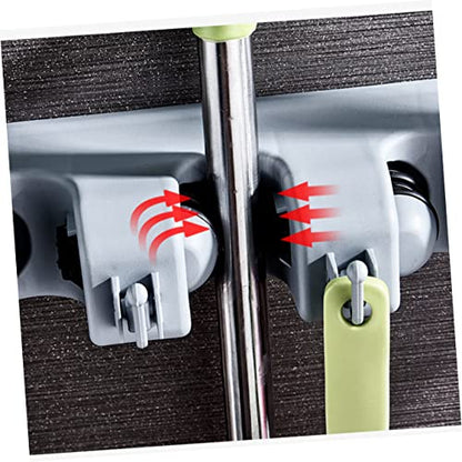5 Buckle Mop Holder Wall Mount Broom Squeegee Rack Home Kitchen Bathroom Organizer 6 Hooks Plastic